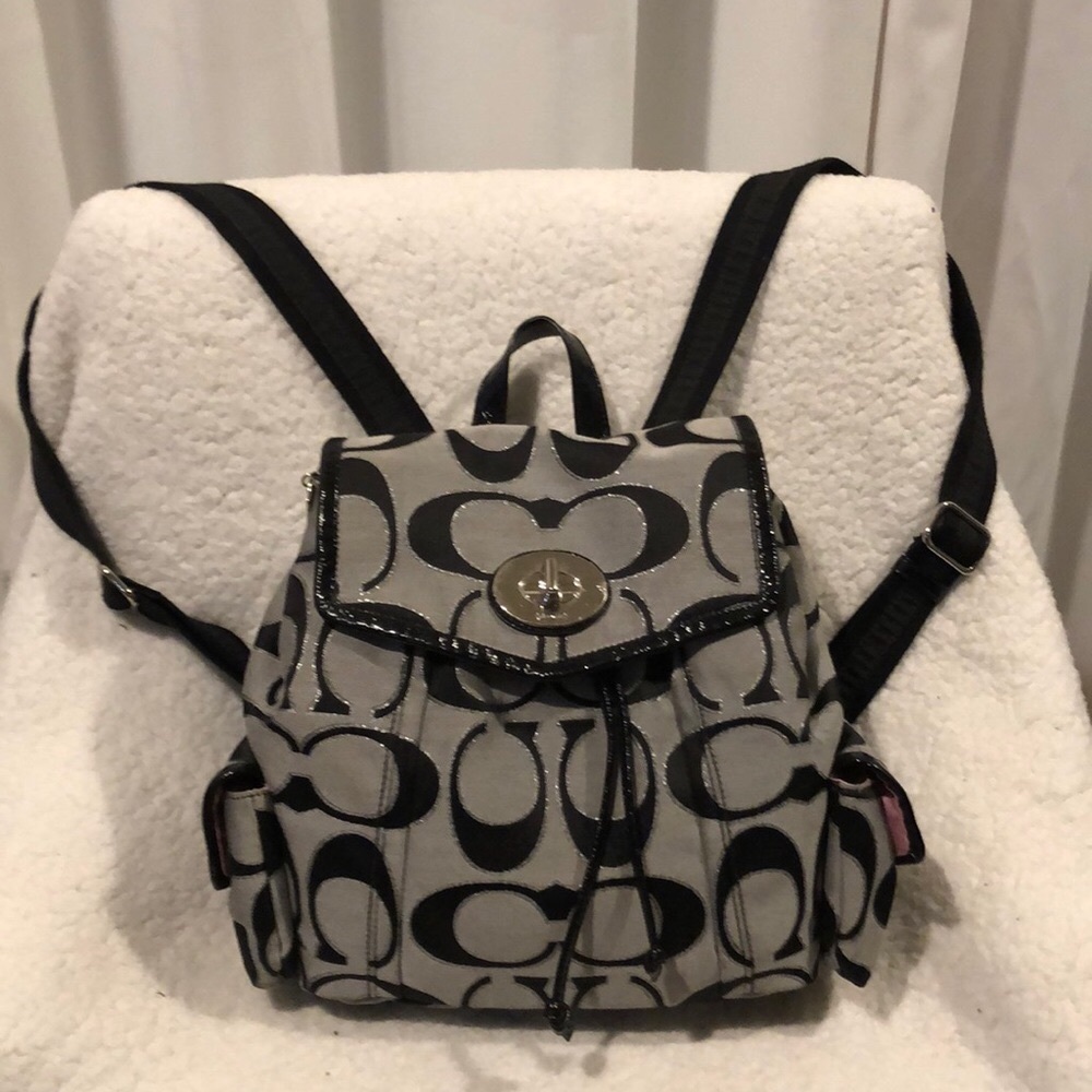 Sparkle black COACH backpack pink lining